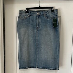 Lauren Ralph Lauren Medium Blue Denim Pencil Skirt